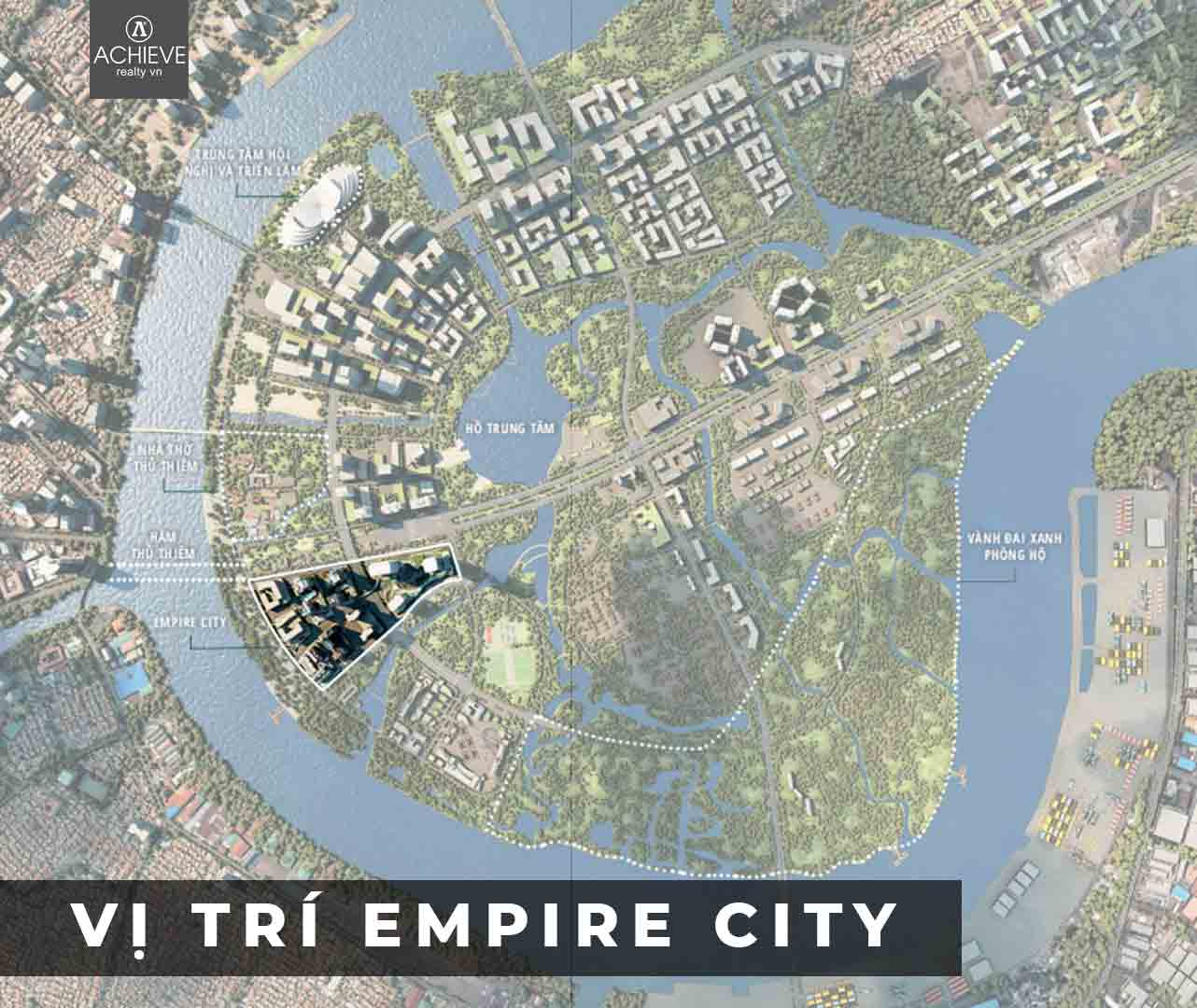 Location of Empire City and other projects in Thu Thiem