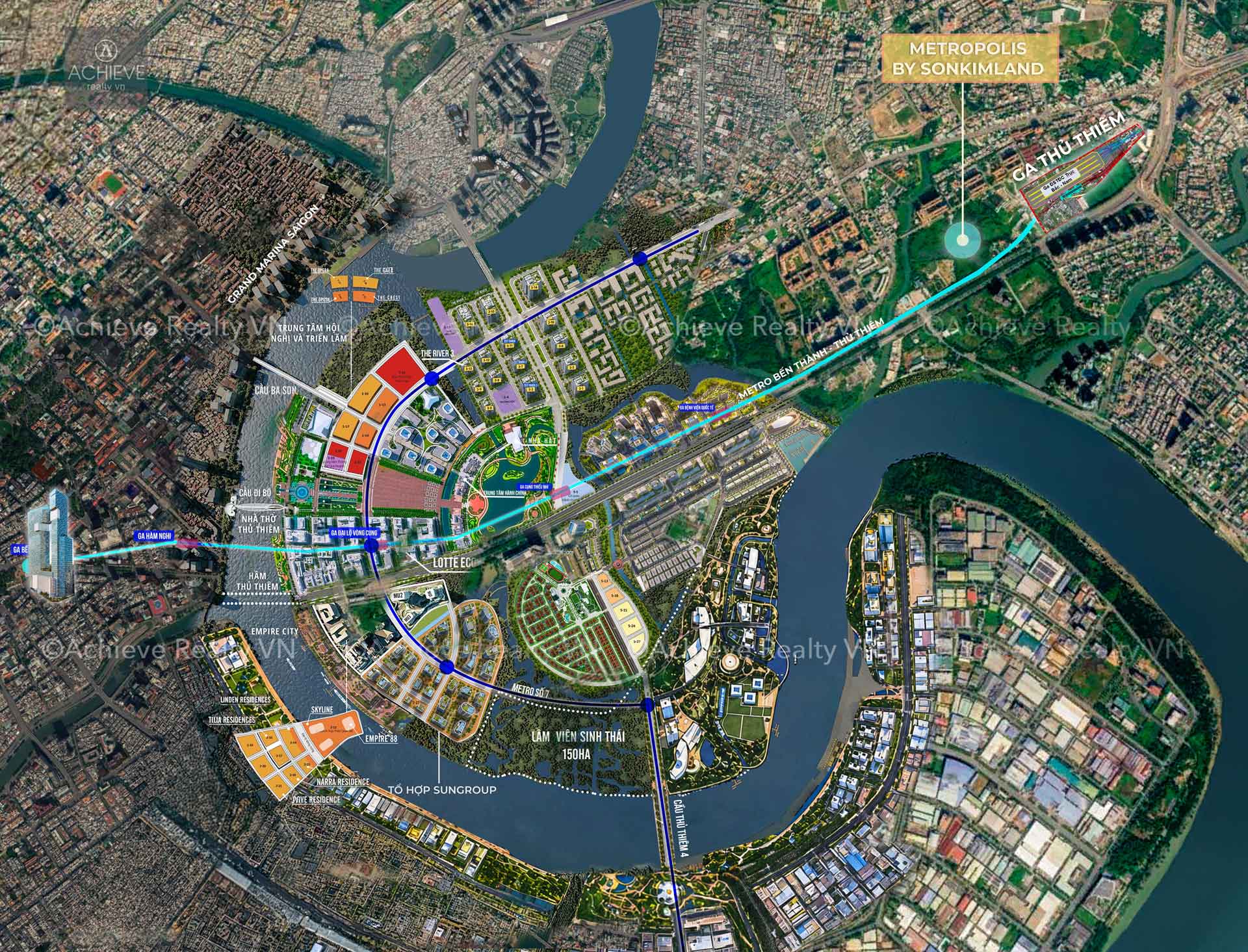 Real estate projects surrounding Thu Thiem Station