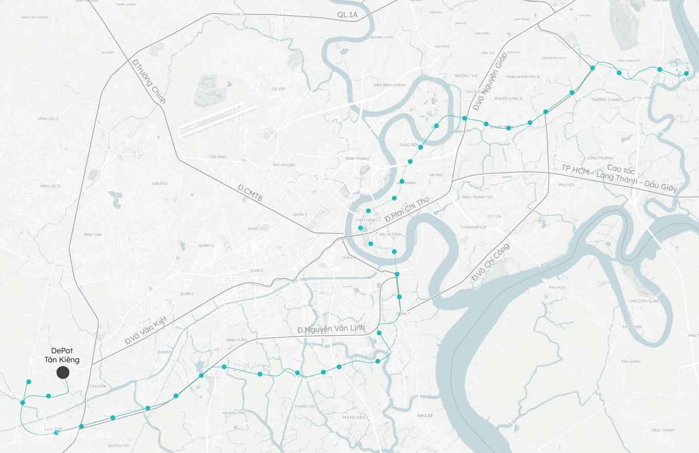 Bản đồ quy hoạch hạ tầng metro số 7 Thủ Thiêm 2026 và tuyến metro số 2 Bến Thành Thủ Thiêm