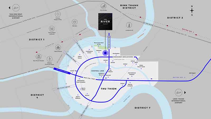 Location map of The River Thu Thiem and river views