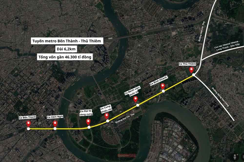 Map of Thu Thiem Metro Stations