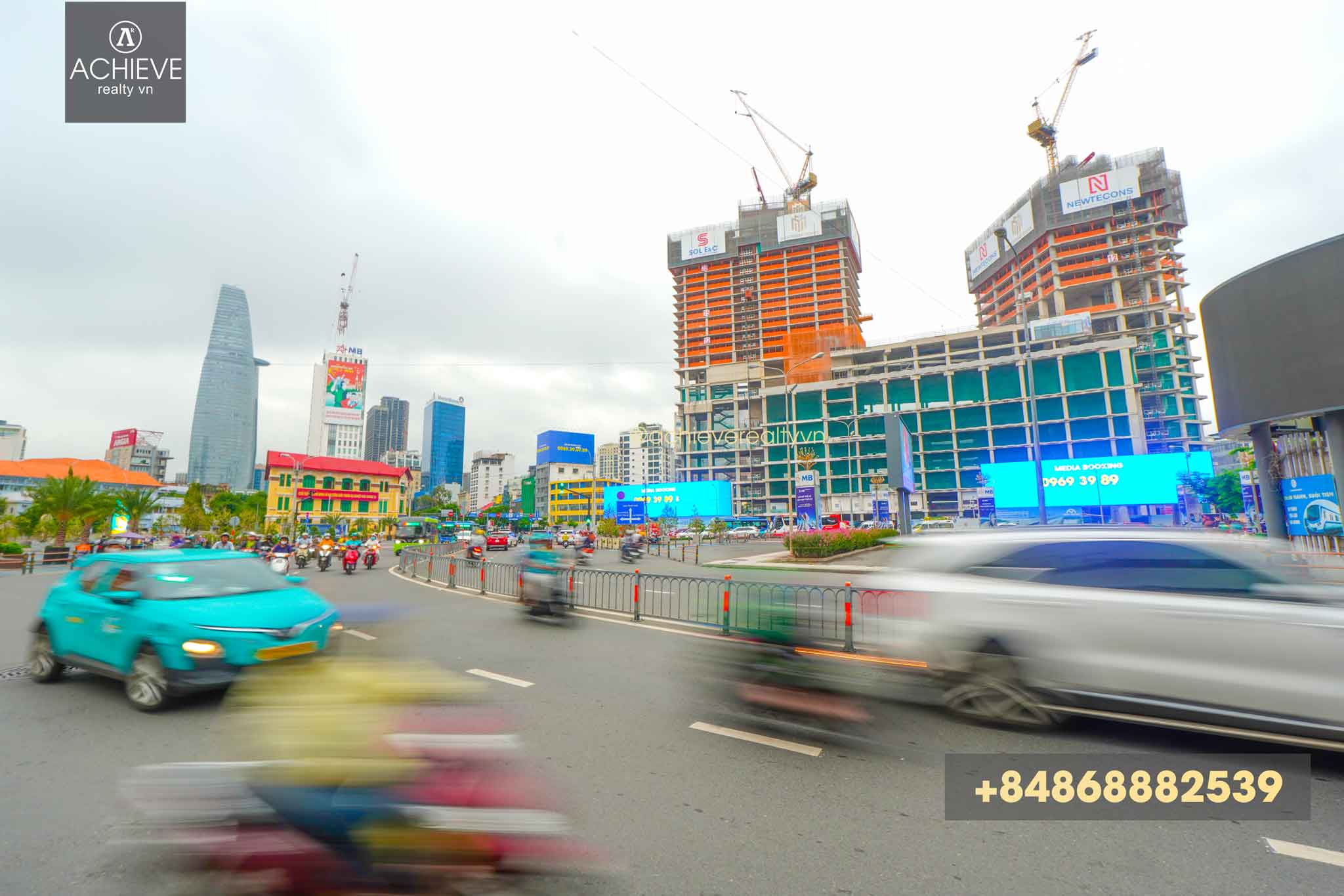 One Central Saigon progress May 2026 viewed from Quach Thi Trang roundabout