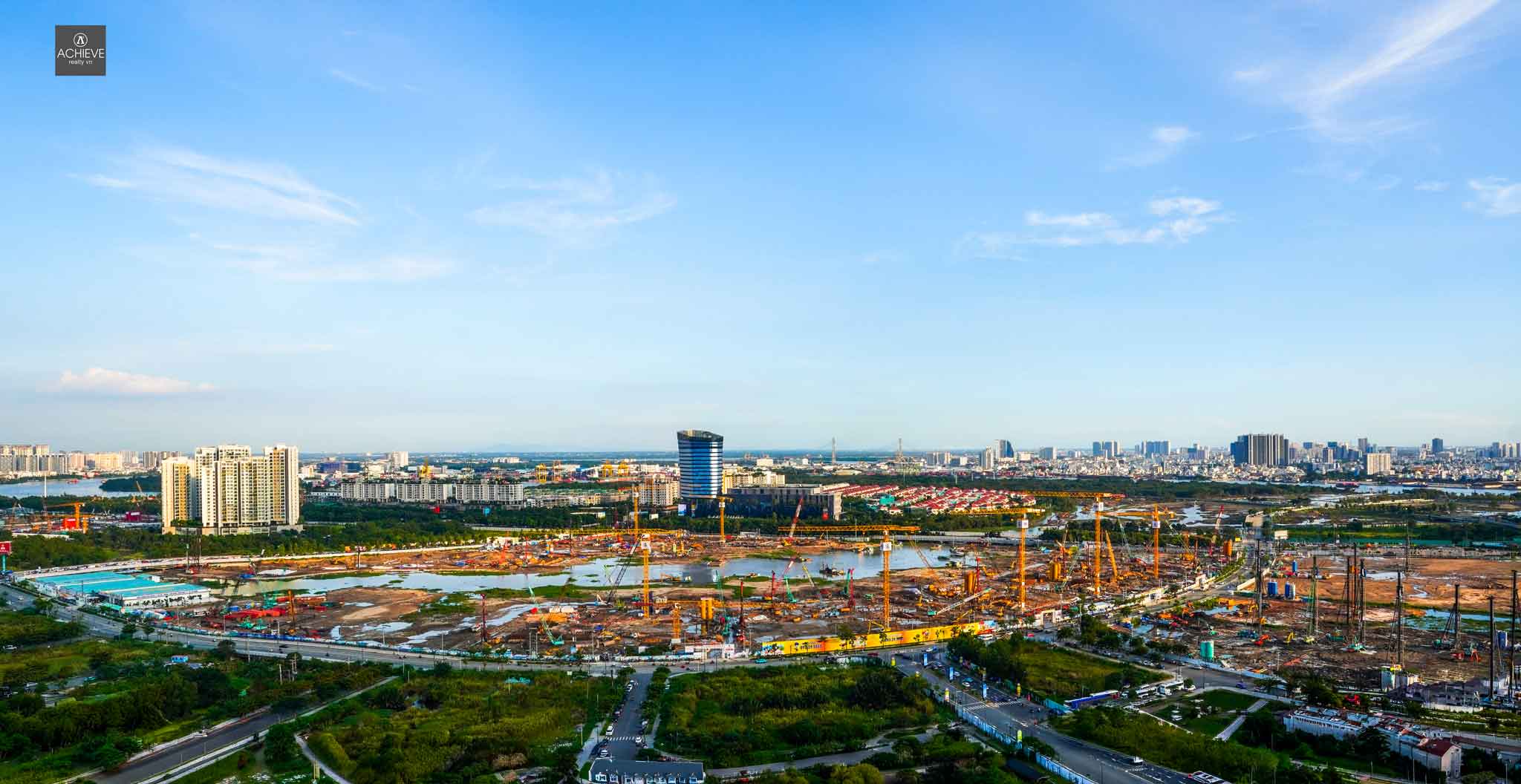 Panoramic view of the HCMC Administrative Center construction site in Thu Thiem, taken on October 14, 2026