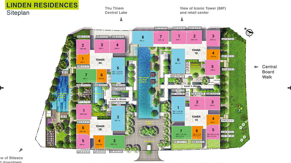 Bán 1 Phòng Ngủ Linden Residences tầng trung 63,8m2 | Empire City | View sông, bến Nhà rồng| T1A.1X.06