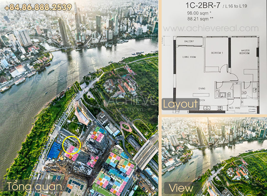 Bán 2 phòng ngủ Empire City Tilia Residences 98m2 view sông Sài Gòn 