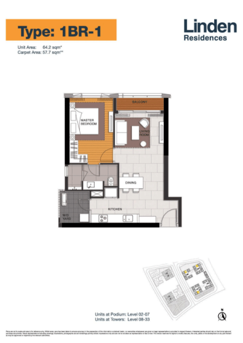 Cho thuê căn hộ Empire City tháp Linden Residences 1 phòng ngủ nội thất cơ bản 63.8m2 T1A.X.06 ECR153