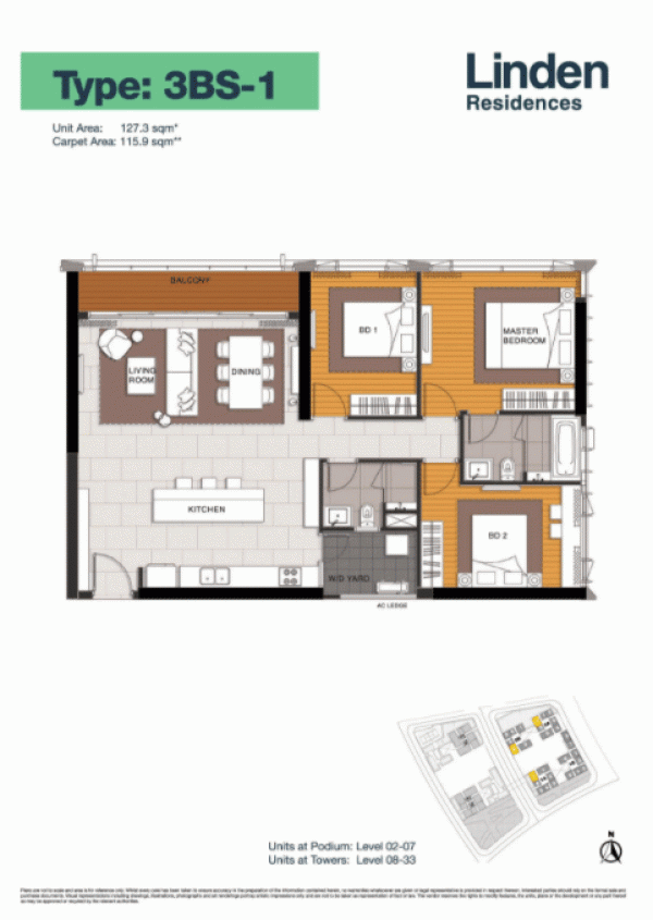 Linden Residences - Empire City 88 Thu ThiemT1A.06.06 for rent unfurnished 127.3sqm T1A.X.07 ECR035